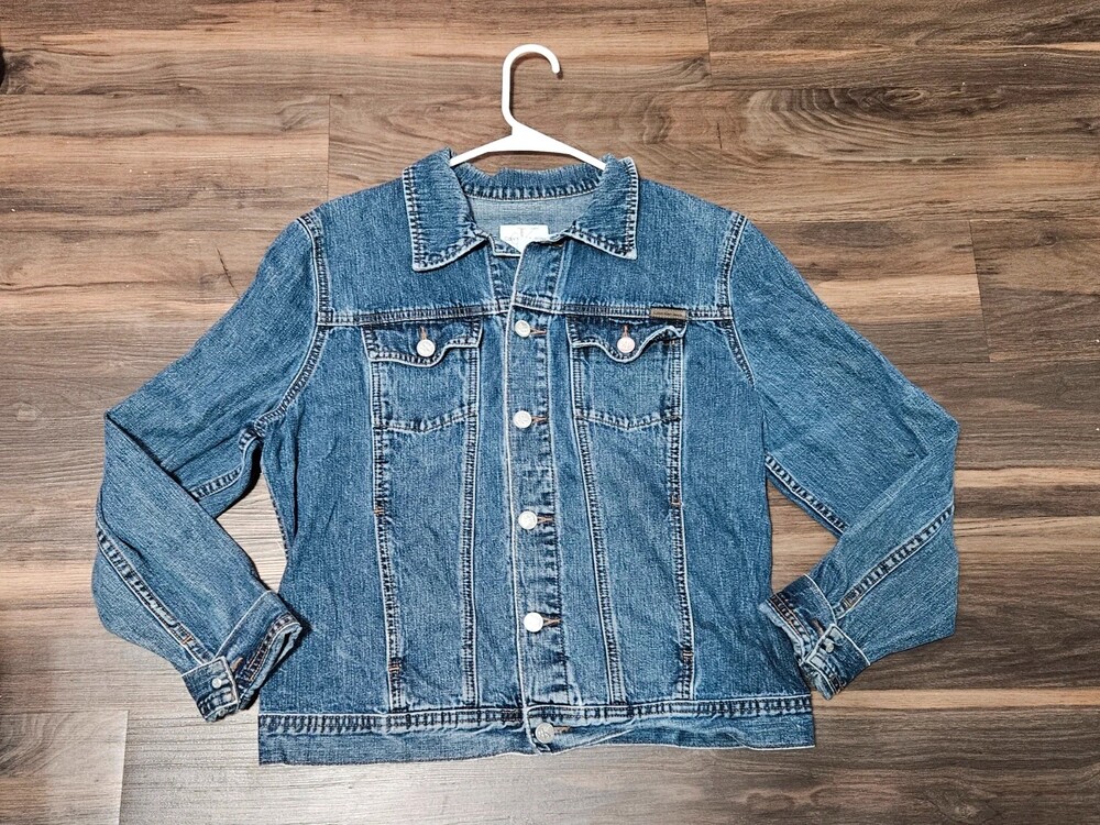 Calvin Klein Jeans Blue Denim Trucker Jacket Size L/G – 100% Cotton